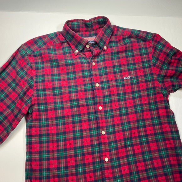 Vineyard Vines Other - Vineyard Vines Mens Small‎ Red Green Plaid Tucker Flannel Shirt Button Down